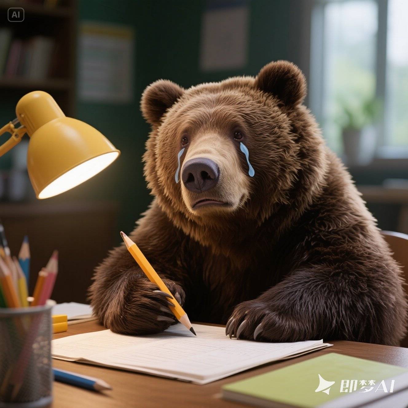 jimeng-2025-05-05-678-流泪在写作业的熊.jpeg